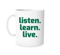 Listen Learn Live - White_Green 11 oz Mug | EntreVisionU