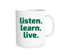Listen Learn Live - White_Green 11 oz Mug | EntreVisionU