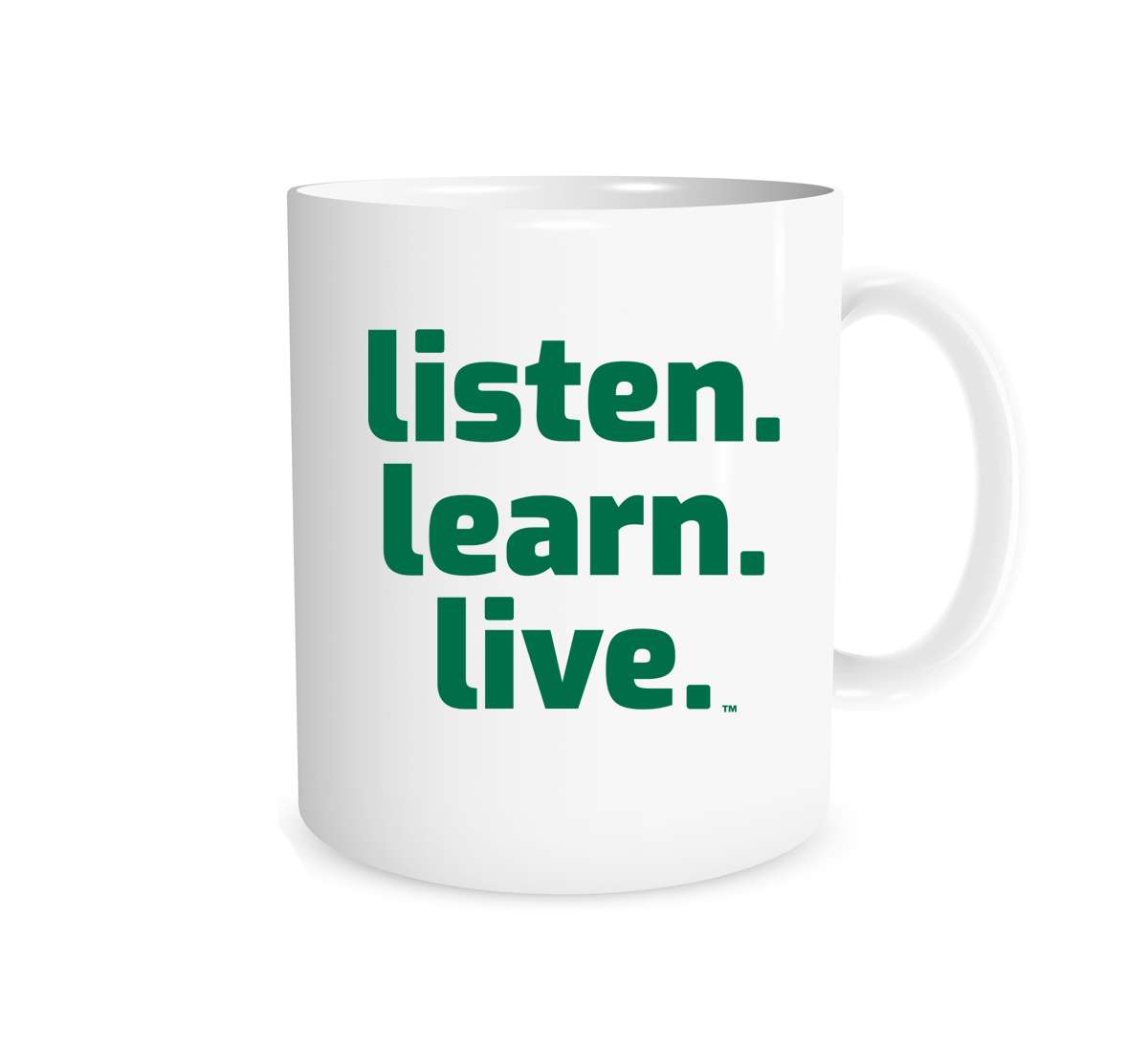 Listen Learn Live - White_Green 11 oz Mug | EntreVisionU